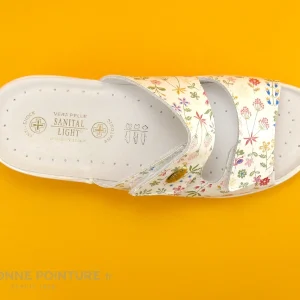 Nouvelle Collection Sanital Light 4375 Blanc Fleurs – Mule Femme 2 Scratches 10