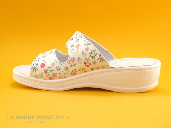 Nouvelle Collection Sanital Light 4375 Blanc Fleurs – Mule Femme 2 Scratches 3