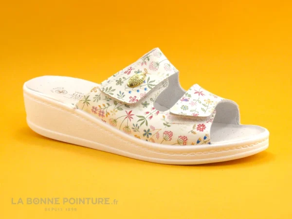 Nouvelle Collection Sanital Light 4375 Blanc Fleurs – Mule Femme 2 Scratches 1