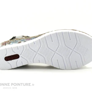 vente en ligne pas cher Rieker V3809-90 – Blanc – Gris – Sandale Compensee Femme 18