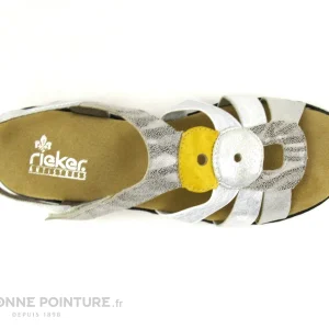 grande promotion Rieker 62975-90 – Blanc Jaune Argent – Sandale Compensee Femme 19