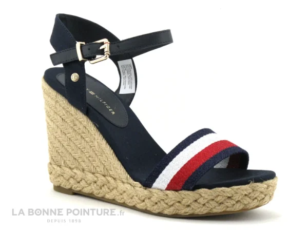 france en ligne Tommy Hilfiger SHIMMERY Ribbon High Wedge – Desert Sky – Sandale 1