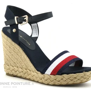 france en ligne Tommy Hilfiger SHIMMERY Ribbon High Wedge – Desert Sky – Sandale 17