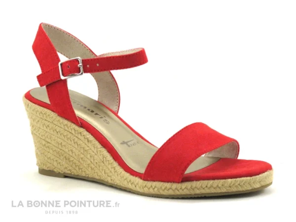 magasin en ligne france Tamaris 1-1-28300-24 Fire – Sandale Espadrille Rouge Compensee 1