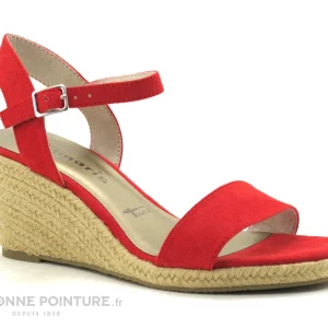 magasin en ligne france Tamaris 1-1-28300-24 Fire – Sandale Espadrille Rouge Compensee 17