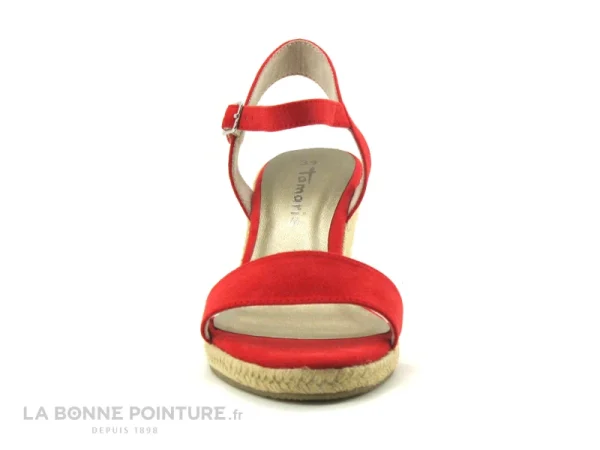 magasin en ligne france Tamaris 1-1-28300-24 Fire – Sandale Espadrille Rouge Compensee 3