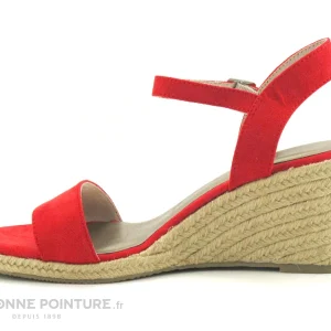 magasin en ligne france Tamaris 1-1-28300-24 Fire – Sandale Espadrille Rouge Compensee 13