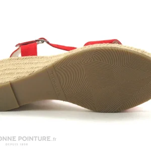 magasin en ligne france Tamaris 1-1-28300-24 Fire – Sandale Espadrille Rouge Compensee 21