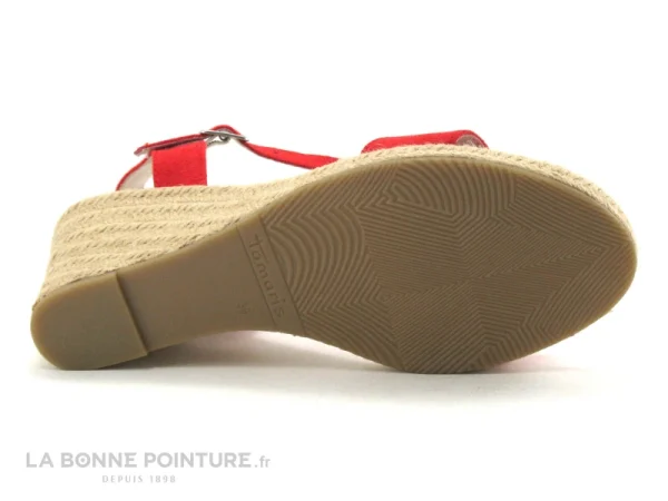 magasin en ligne france Tamaris 1-1-28300-24 Fire – Sandale Espadrille Rouge Compensee 8