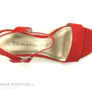 magasin en ligne france Tamaris 1-1-28300-24 Fire – Sandale Espadrille Rouge Compensee 19