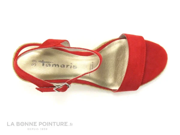 magasin en ligne france Tamaris 1-1-28300-24 Fire – Sandale Espadrille Rouge Compensee 7