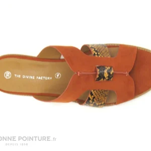 The Divine Factory QL4335 Terra Cotta – Orange – Python – Mule à prix réduits 13