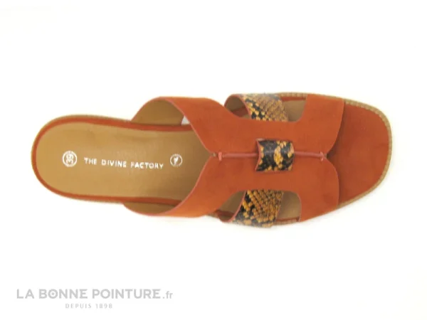 The Divine Factory QL4335 Terra Cotta – Orange – Python – Mule à prix réduits 5