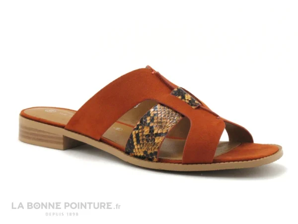 The Divine Factory QL4335 Terra Cotta – Orange – Python – Mule à prix réduits 1