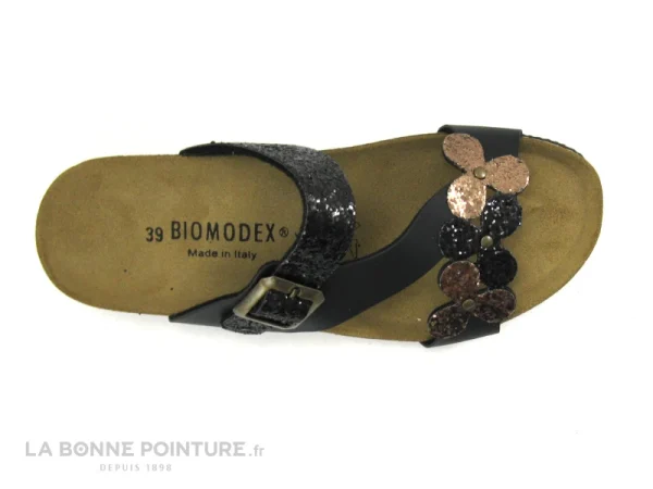 marques de renommée Biomodex 1275 – Noir – Bronze – 3 Fleures Glitter – Mule Femme 5