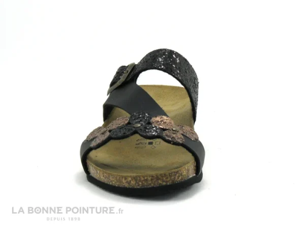 marques de renommée Biomodex 1275 – Noir – Bronze – 3 Fleures Glitter – Mule Femme 3