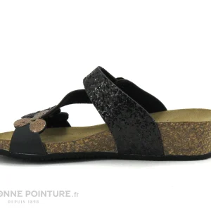 marques de renommée Biomodex 1275 – Noir – Bronze – 3 Fleures Glitter – Mule Femme 11