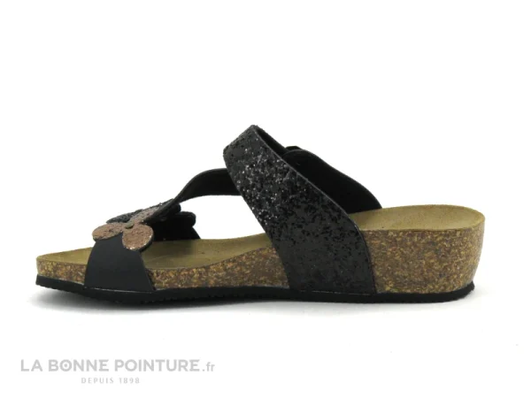 marques de renommée Biomodex 1275 – Noir – Bronze – 3 Fleures Glitter – Mule Femme 4