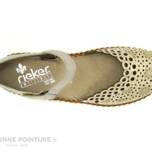 beauté Rieker M1656-62 Clay Ice – Sandale Femme Beige – Bout Ferme 19