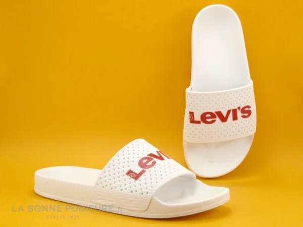 mode pas cher Levi’s Levis JUNE Blanc – 233025 – Mule Blanche – Levis En Rouge 1