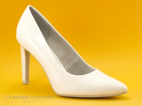 haute qualité Marco Tozzi 2-22415-34 White Patent – Escarpin Blanc Verni Talon Haut 1