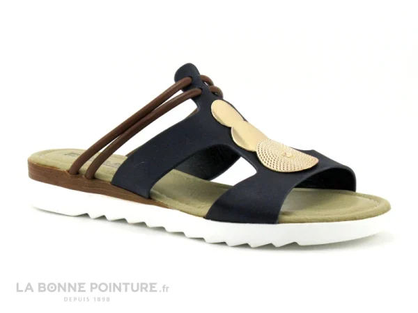 Sun & Shadow Sun Shadow 272029 Bleu Marine – Marron – Cercles Dores – Mule Femme outlet 1