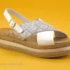 Carla Tortosa 15154 – Blanc – Argent – Brides Croisees – Nu-pieds Nouvelle Collection 22