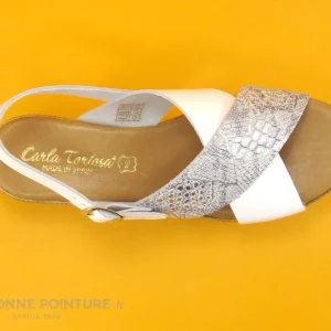 Carla Tortosa 15154 – Blanc – Argent – Brides Croisees – Nu-pieds Nouvelle Collection 19