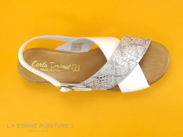 Carla Tortosa 15154 – Blanc – Argent – Brides Croisees – Nu-pieds Nouvelle Collection 7