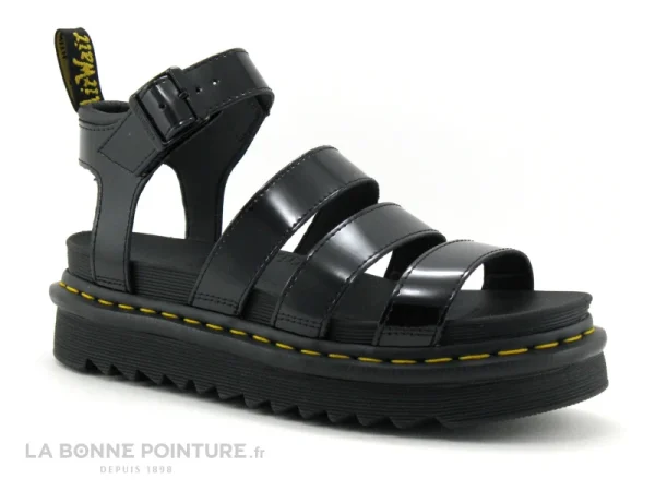 Dr. Martens Dr Martens BLAIRE Black Patent Lamper – Sandale Plateforme Vernie garantis authentique 1