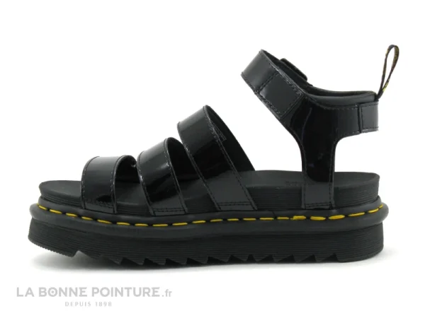 Dr. Martens Dr Martens BLAIRE Black Patent Lamper – Sandale Plateforme Vernie garantis authentique 4