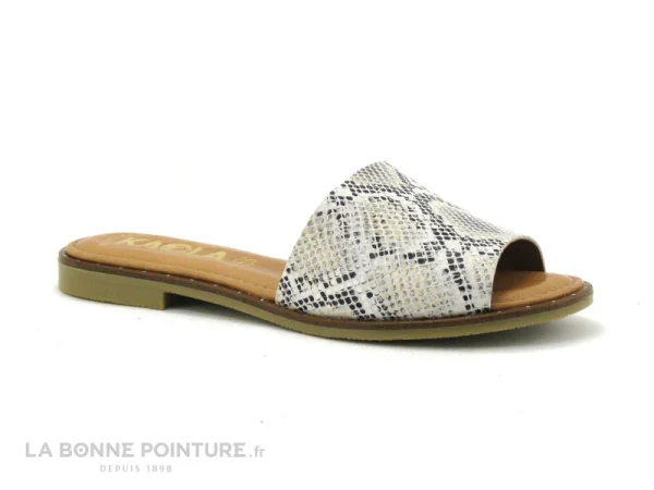 Kaola 590 Serpent – Beige – Mule Plate Femme pas cher en vente 1