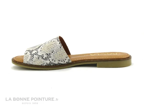 Kaola 590 Serpent – Beige – Mule Plate Femme pas cher en vente 4