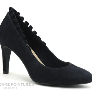 a Prix Discount Tamaris 1-22451-22 Navy Suede – Fronces – Escarpin Bleu Marine 17