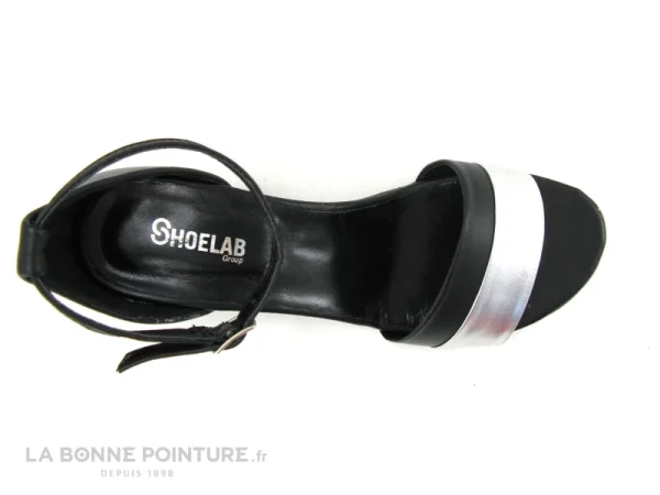 Shoelab LYLIROSE Noir – Argent – Sandale Talon Large vente en ligne pas cher 5