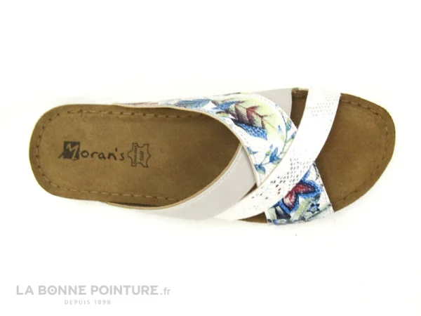 Moran’s Morans MICAS 27355 Blanc Gris Fleurs – Brides Croisees – Mule Achat 5