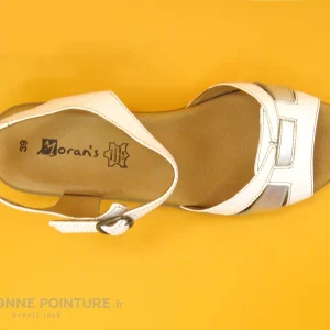 achat pas cher Moran’s Morans FIGAROL Blanc Argent – Nu-pieds Talon Compense 13