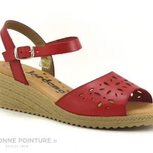 pas cher marque Jordana 3350 Rouge – Sandale Talon Compense 19