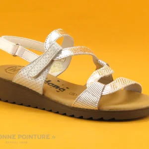 Jordana 3337 Blanc Argent – 2 Velcros – Sandale Femme en promotion 17