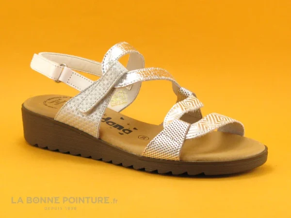 Jordana 3337 Blanc Argent – 2 Velcros – Sandale Femme en promotion 6