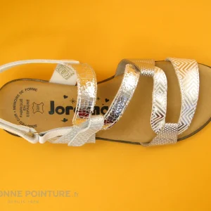 Jordana 3337 Blanc Argent – 2 Velcros – Sandale Femme en promotion 19