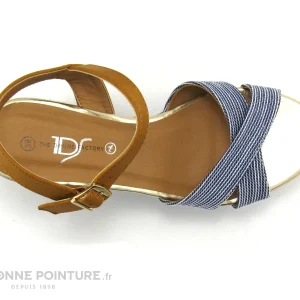 The Divine Factory TDF3258 Bleu Jeans – Camel – Sandale pas cher en vente 10