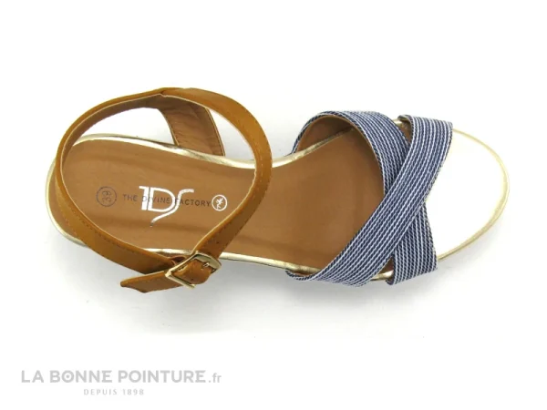 The Divine Factory TDF3258 Bleu Jeans – Camel – Sandale pas cher en vente 4