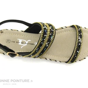 The Divine Factory TDF3214 Noir – Perles Et Chainettes – Sandale Boutique 10