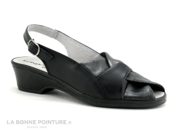 boutique en france Longo 1020273 Noir – Gris Metal – Sandale Classique Femme 1