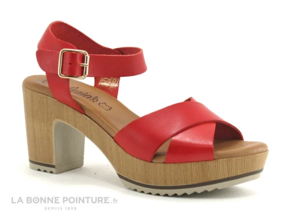 a Prix Discount Valeria’s Valerias 5206 Rouge – Sandale Talon Haut Cuir Rouge 1