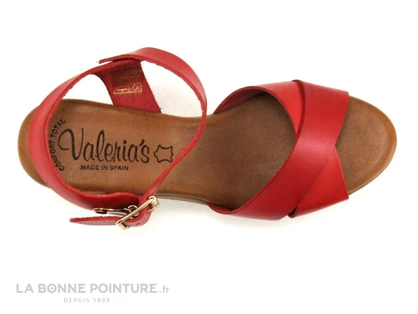 a Prix Discount Valeria’s Valerias 5206 Rouge – Sandale Talon Haut Cuir Rouge 7