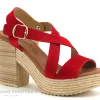 Les achats en ligne Valeria’s Valerias 5210 – Nu-pieds Rouge – Talon Haut Et Large 25