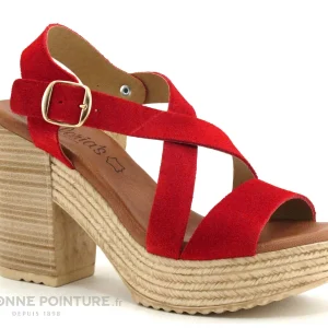 Les achats en ligne Valeria’s Valerias 5210 – Nu-pieds Rouge – Talon Haut Et Large 17