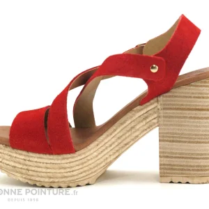 Les achats en ligne Valeria’s Valerias 5210 – Nu-pieds Rouge – Talon Haut Et Large 13